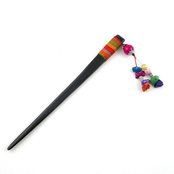 Handmade Thread Wrapped Buffalo Horn Hair Stick with Tassel